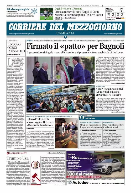 Prima-pagina-corriere del mezzogiorno-del-2024-07-16